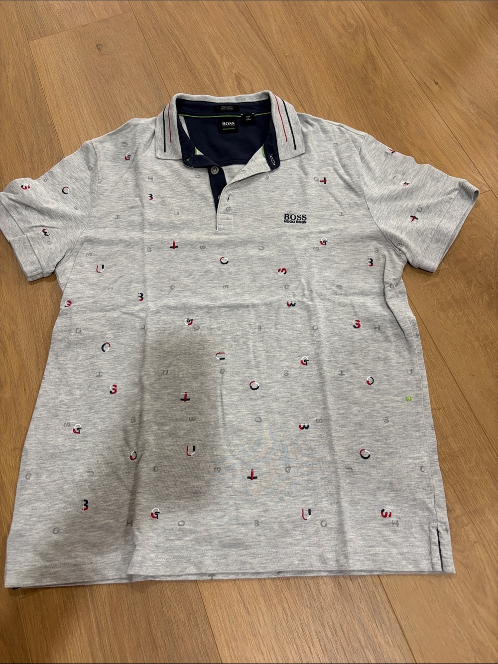 NWOT L BOSS Men’s Light Gray Logo Polo Shirt